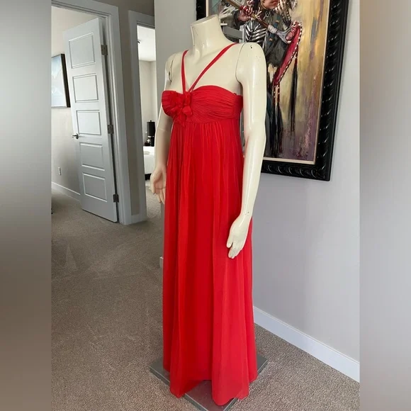 BCBGMaxAzria Vibrant Red 100% Silk Maxi Dress – Size 0 - Picture 5 of 16